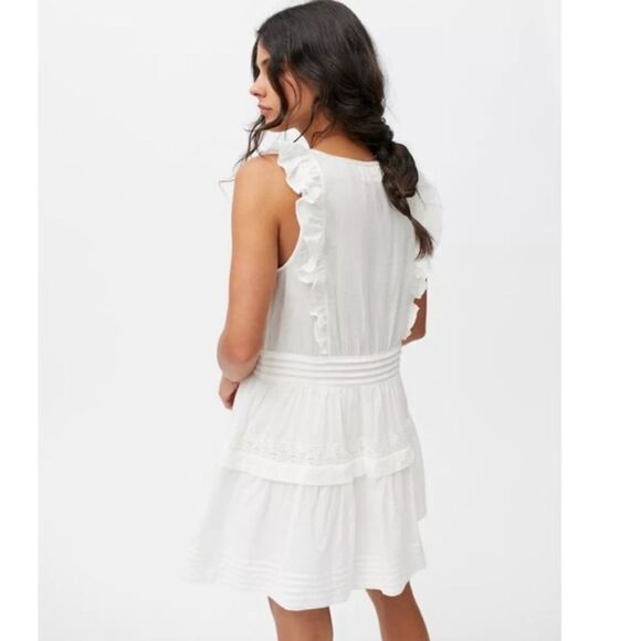 NEW UO Urban Outfitters Women's Liz Ruffle White Mini Dress S - Picture 3 of 3